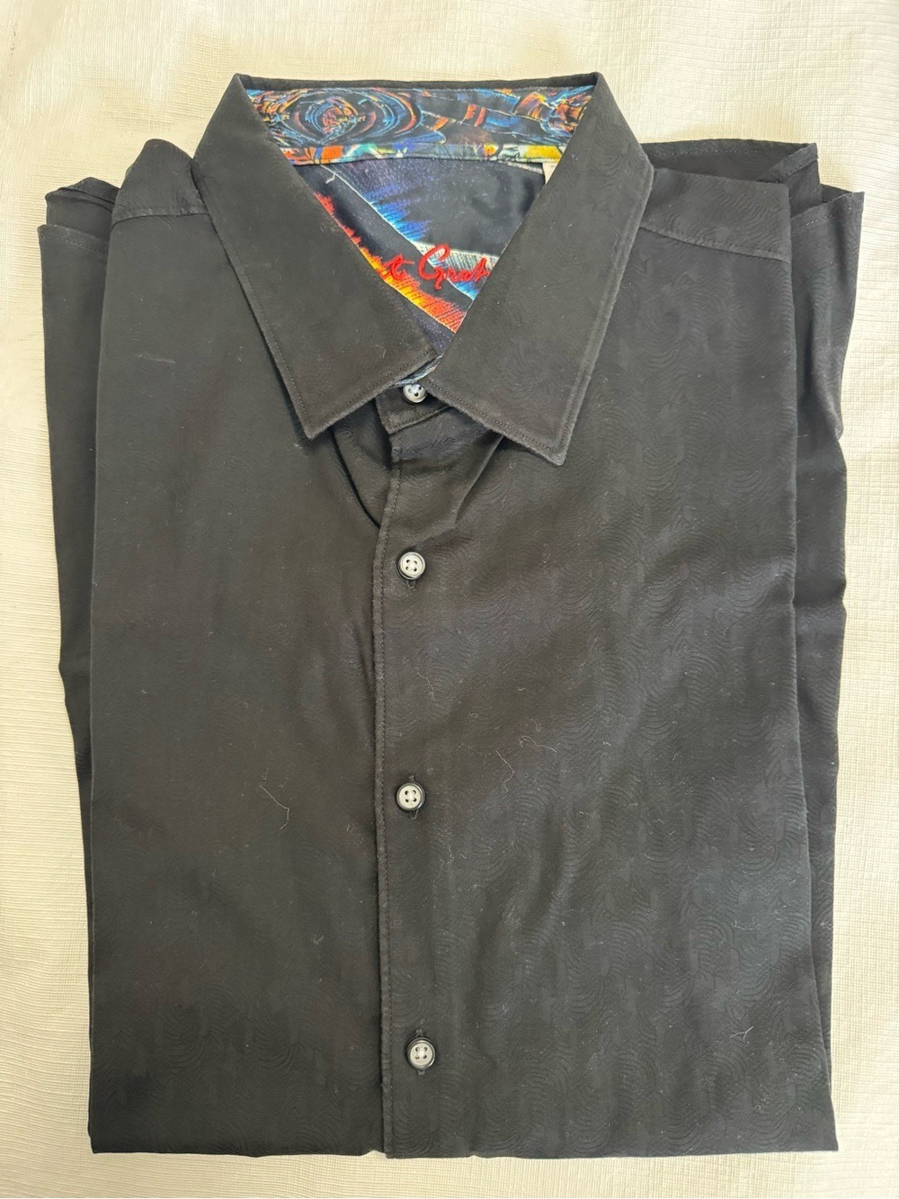 Robert Graham Midnight Black Casual Button Down Shirt 3XL